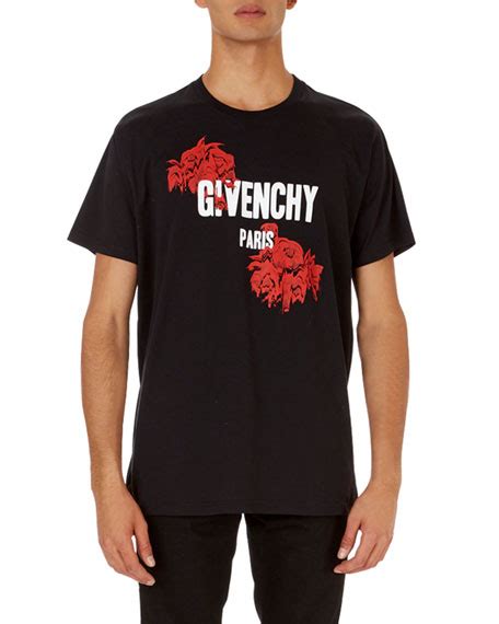 givenchy logo-and-rose graphic t-shirt|T.